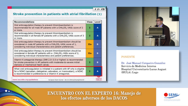 Encuentro con el experto 16: Manejo de los efectos adversos de los ACODs